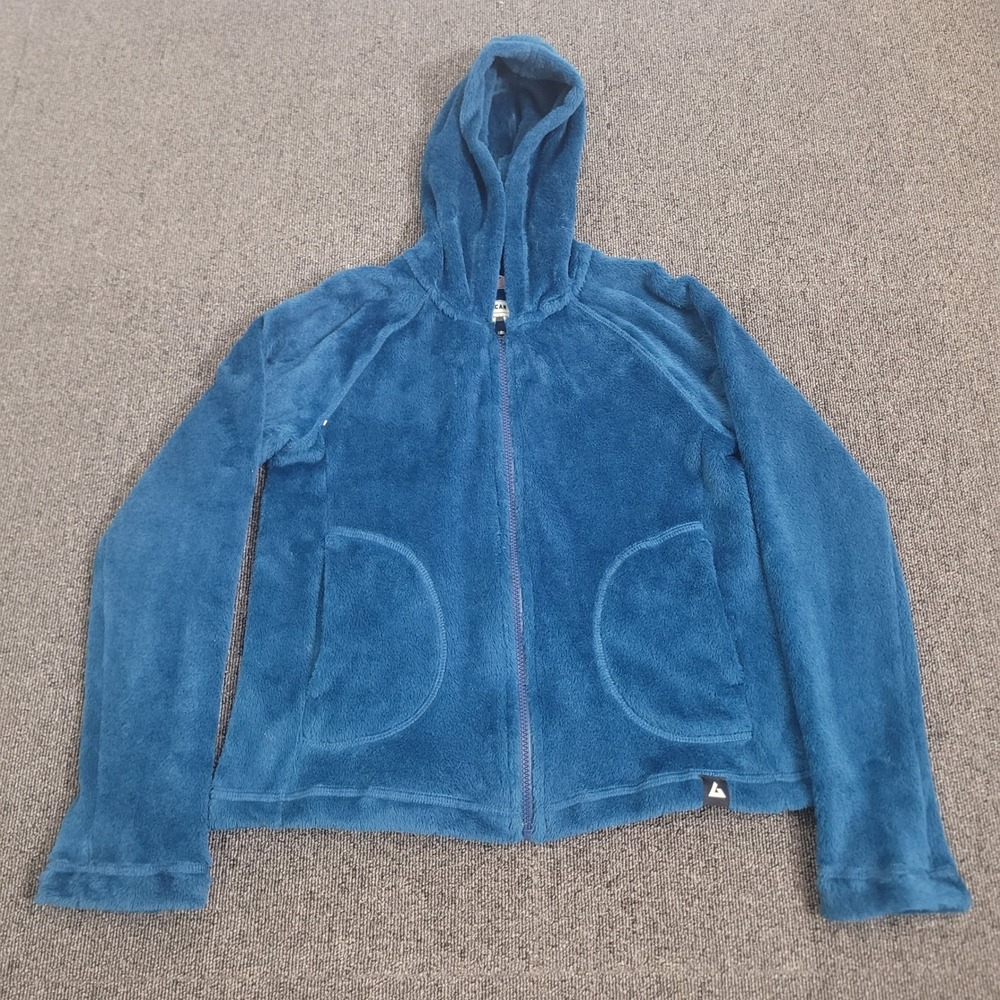 American Giant M Polartec Fleece Zip‎ Hoodie Womens Teal Blue High Pile USA Made